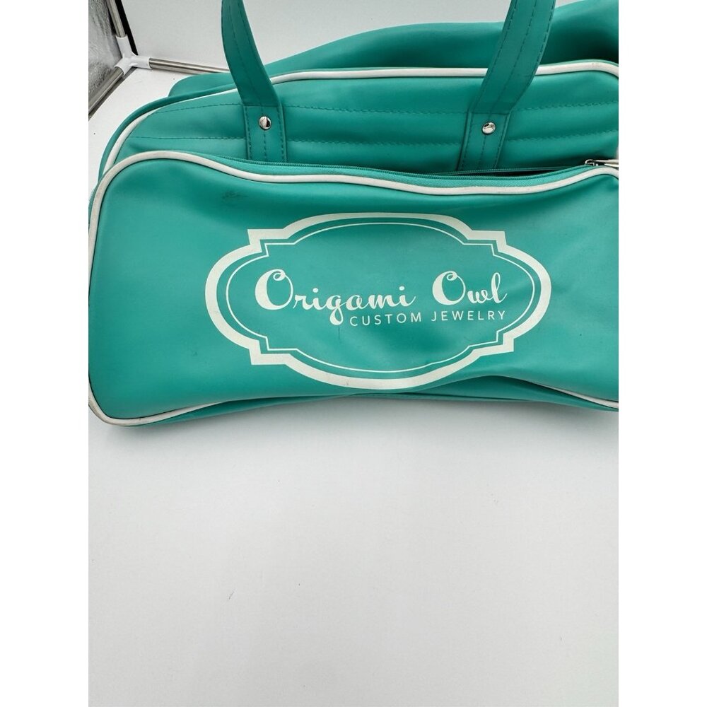 Origami Owl aqua overnight duffel carry-on bag lightly used 20" X 10" X 10"